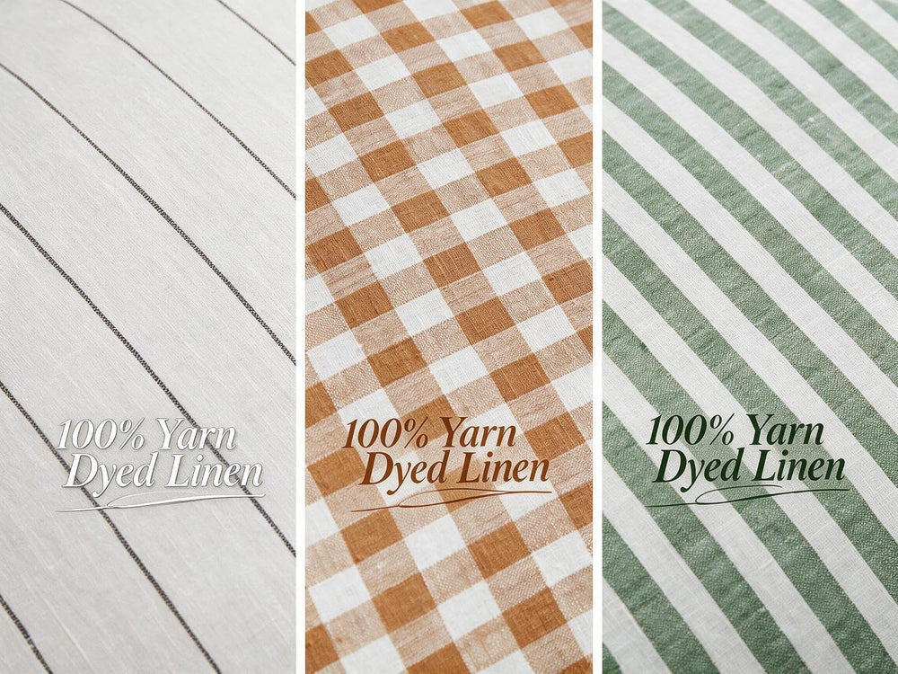 100% Yarn-Dyed Linen Round Tablecloth 70Inches for Dinners, Parties, Easter, ...