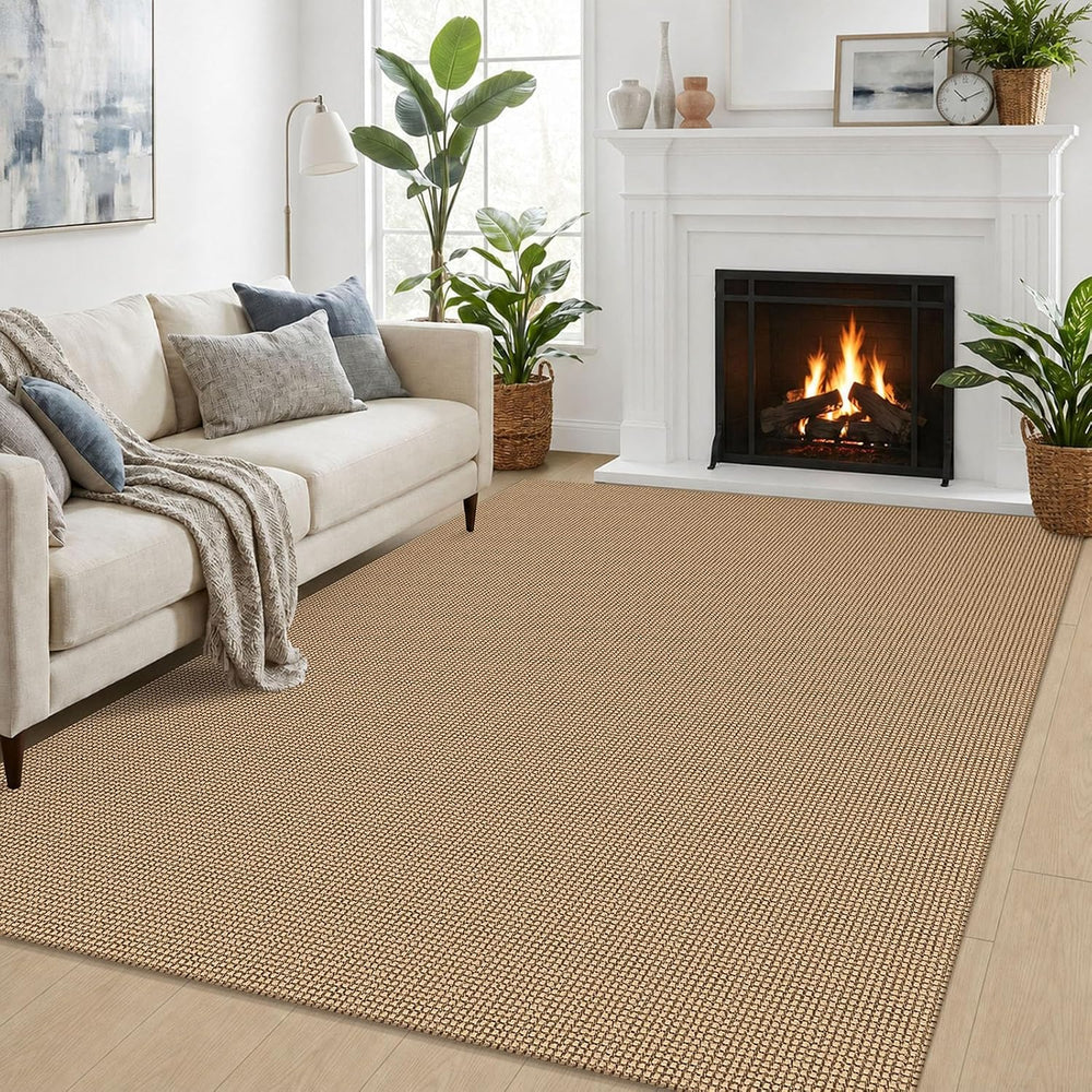 EARTHALL Woven Area Rugs 5x7 Ft Washable Living Room Rugs Non Slip Rubber Bac...