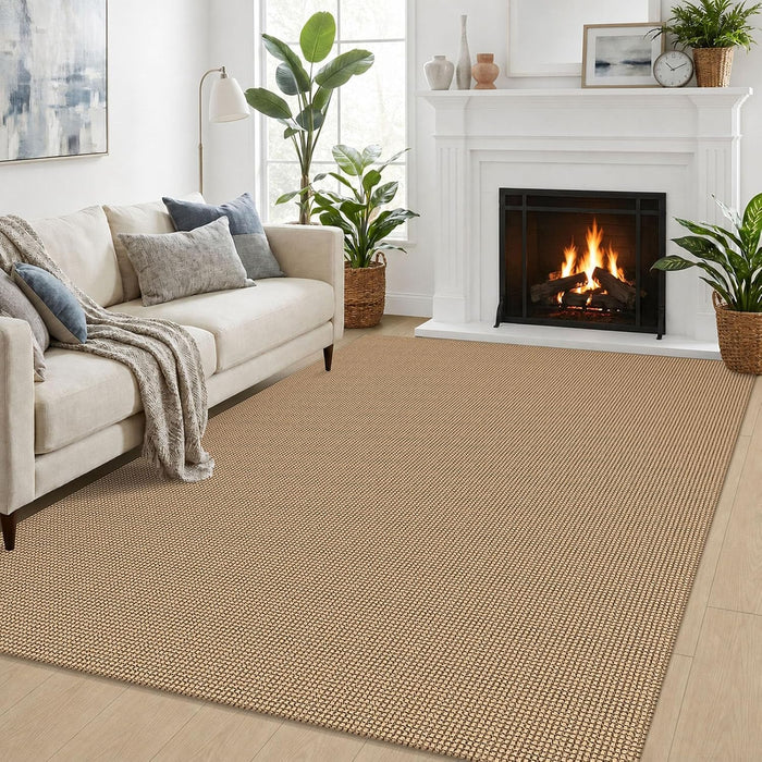 EARTHALL Woven Area Rugs 5x7 Ft Washable Living Room Rugs Non Slip Rubber Backed Dining Room Rug Braided Bedroom Rugs Indoor Floor Carpet for Living Room, Bedroom, Dining Room,Orange/Tan/Brown