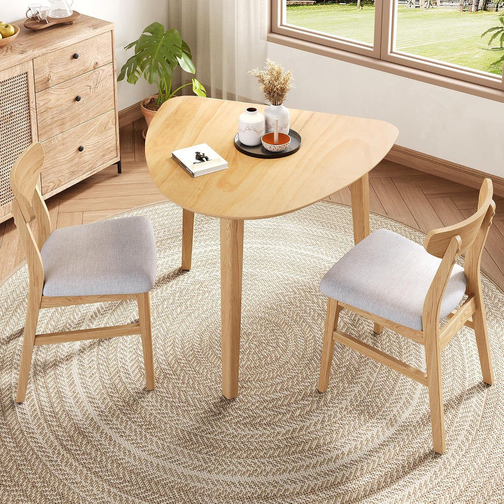 P PURLOVE Modern 3 Piece Table Set, Wood Triangular Table (Natural)