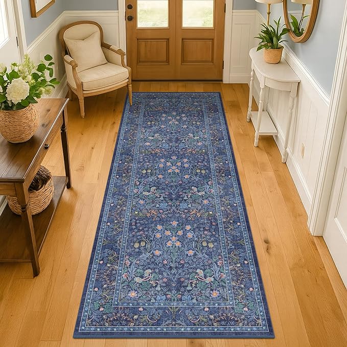 Dark Blue 2'6" x 10' Long Runner Rugs