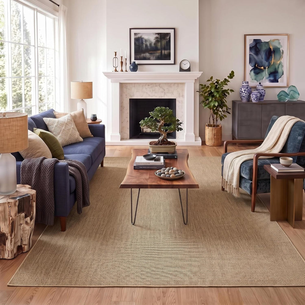 GarveeHome 5x7 Washable Area Rug for Bedroom Non Slip Easy Jute Rugs
