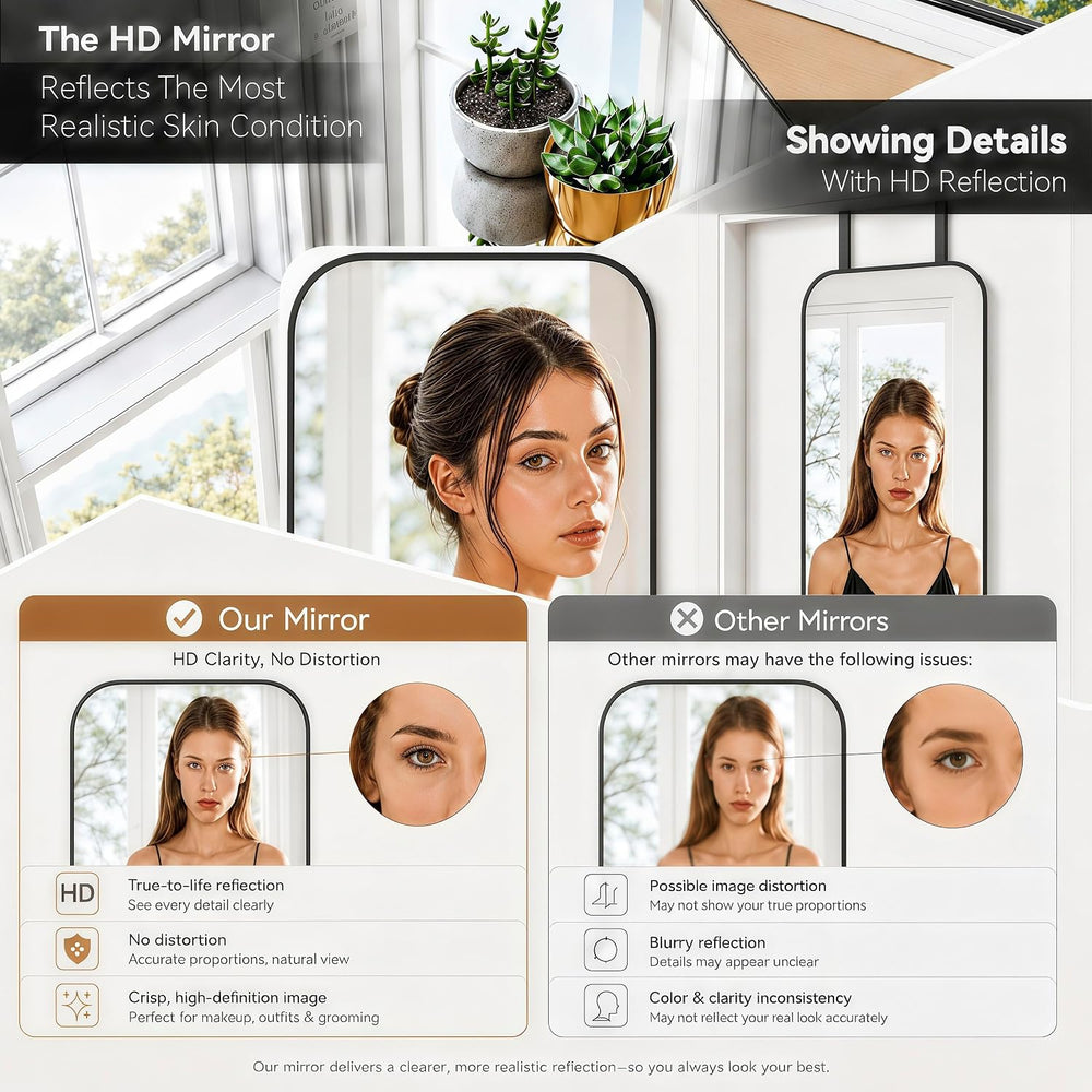 SCWF-GZ 47x14“ Full Length Mirror Over the Door Hang or Wall Mounted Black