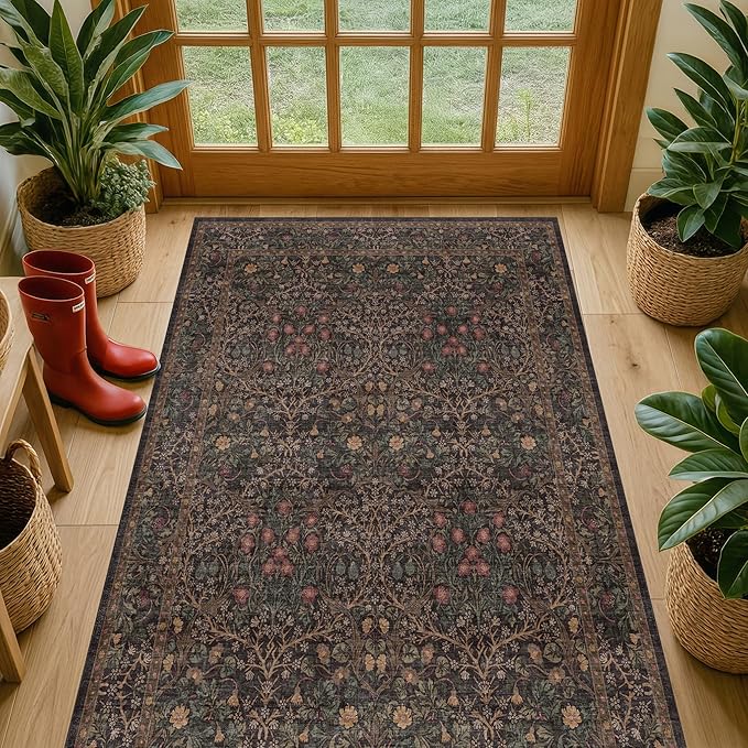 Boho Dark Brown 3x5 Large Entryway Rug