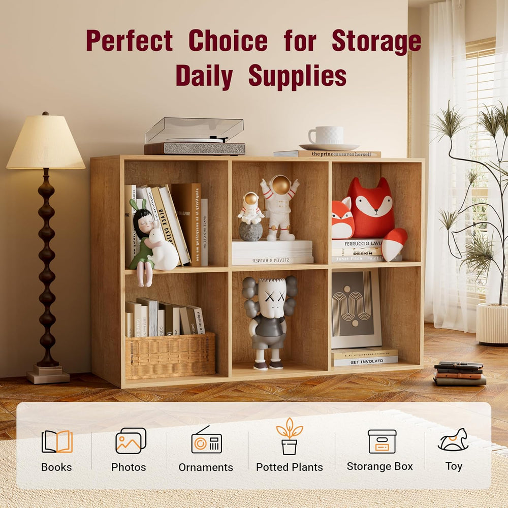 Book Shelf, Wooden Cube Storage Organizer with 11" Open Cubes, Stackable...