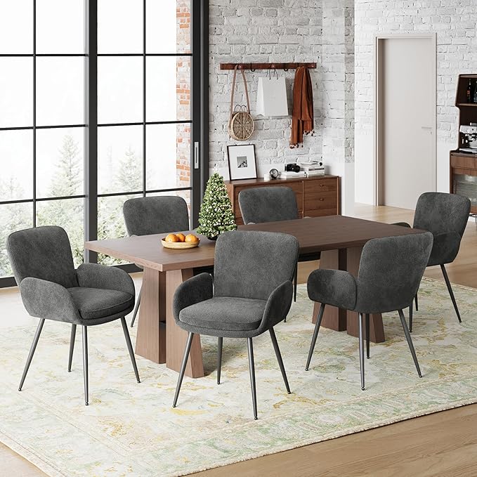 VKNOW Modern Dining Chairs Set of 2, Upholstered Dining Room Chair with Armre...