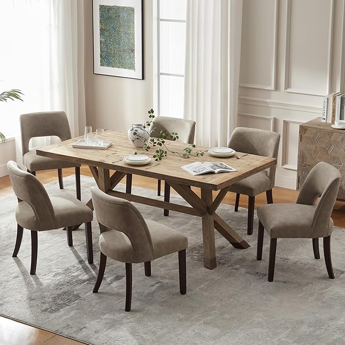 VKNOW Modern Dining Chairs Set of 2, Faux Leather Upholstered Dining Room Cha...
