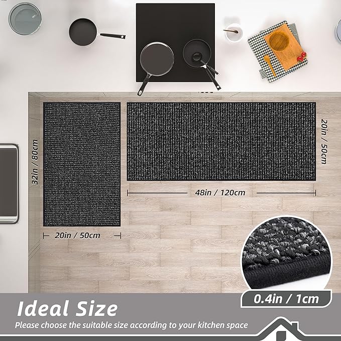 BEQHAUSE Kitchen Rugs and Mats 2PCS, Non-Slip Kitchen Mats