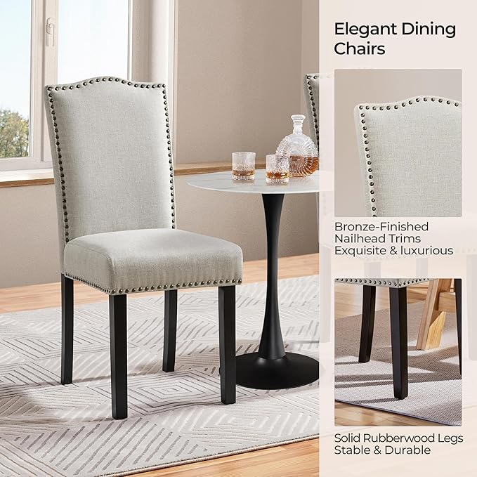 Yaheetech Dining Chairs Set of 2 Modern Kitchen Chairs with Fabric Upholstere...