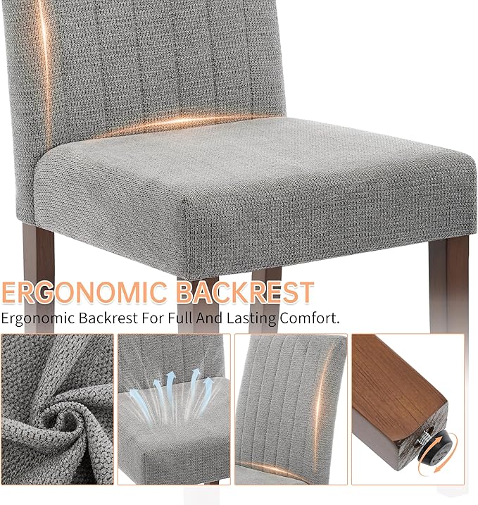 Upholstered Dining Chairs Set of 4, Button Tufted Parsons Chairs with Wood Le...