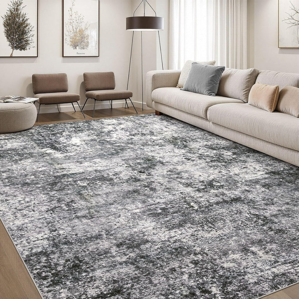DMOYEST Area Rug Living Room Rugs 10x12 Washable Abstract Grey Carpet