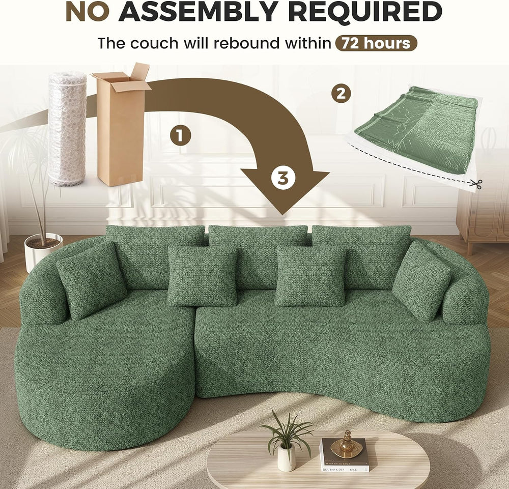 126" Oversized Curved Sectional Sofa for Living Room, Boneless Modern Co...