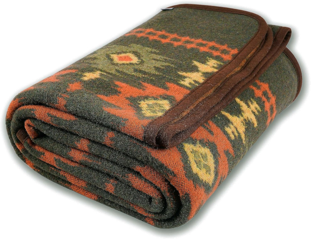 ACUSHLA Merino Wool Camping Blanket Warm Outdoor Travel Throw,Myers Green