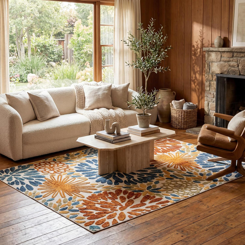 nuLOOM Monique Blue Floral & Paisley Indoor/Outdoor Area Rug, 8' Square