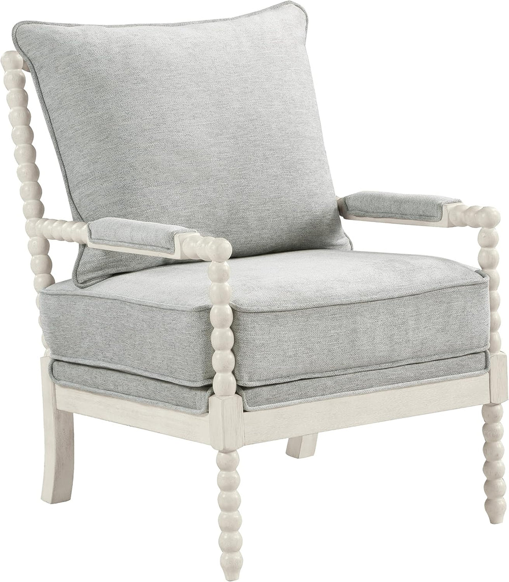 OSP Home Furnishings Kaylee Spindle Accent Chair with Antique White Wood Fram...