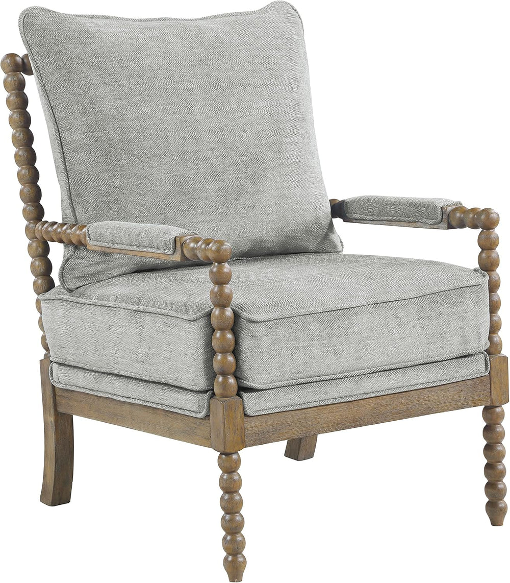 OSP Home Furnishings Fletcher Spindle Accent Chair with Rustic Brown Finish, ...