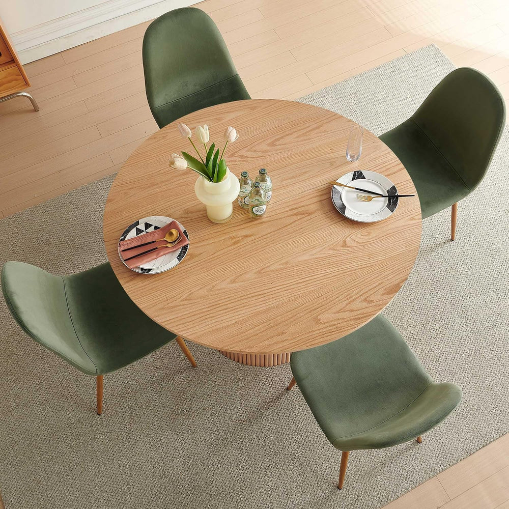 Dining Table Set for 4, Mid Century Modern 47 Inch Wooden Round Dining Table ...