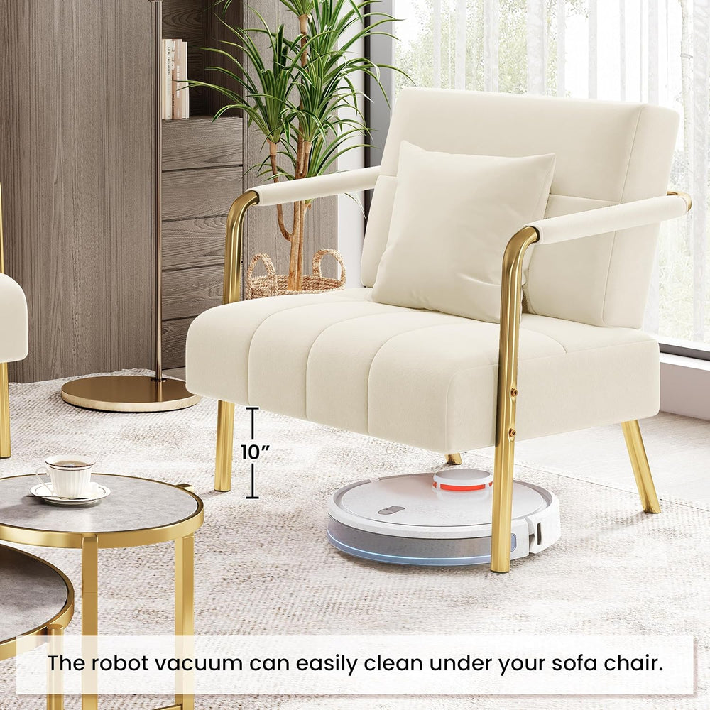 Yaheetech Small Chair Modern Armchair with Golden Frame, Beige