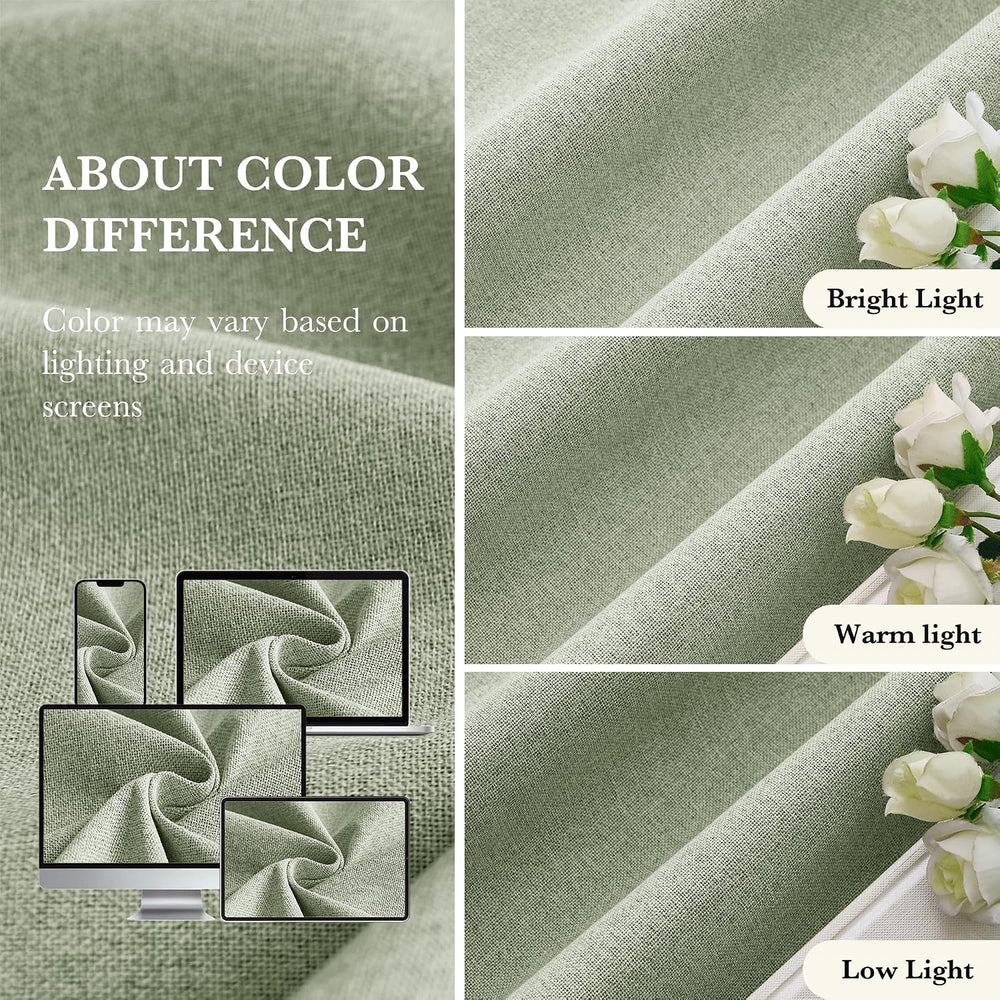 RYB HOME Sage Green Total Blackout Curtain for Sliding Door Living Room