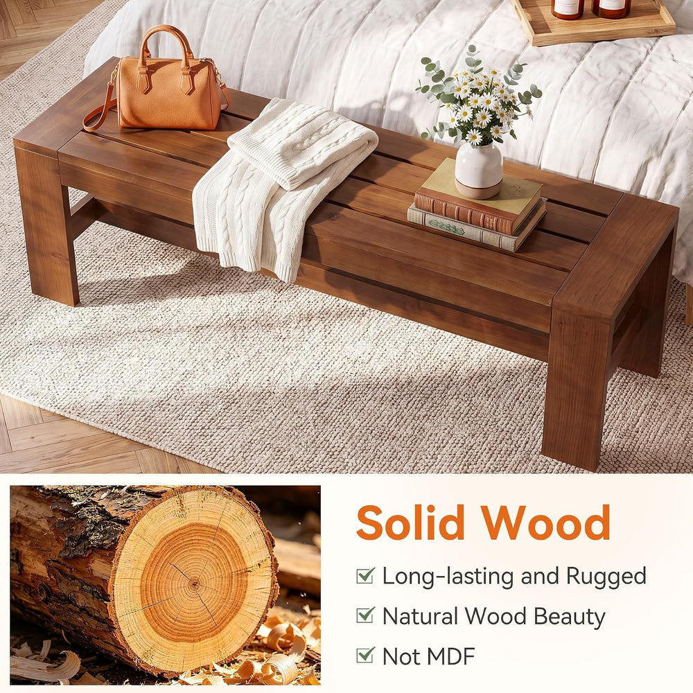 55'' Solid Wood Dining Bench, Farmhouse Kitchen Table Bench for Dinin...