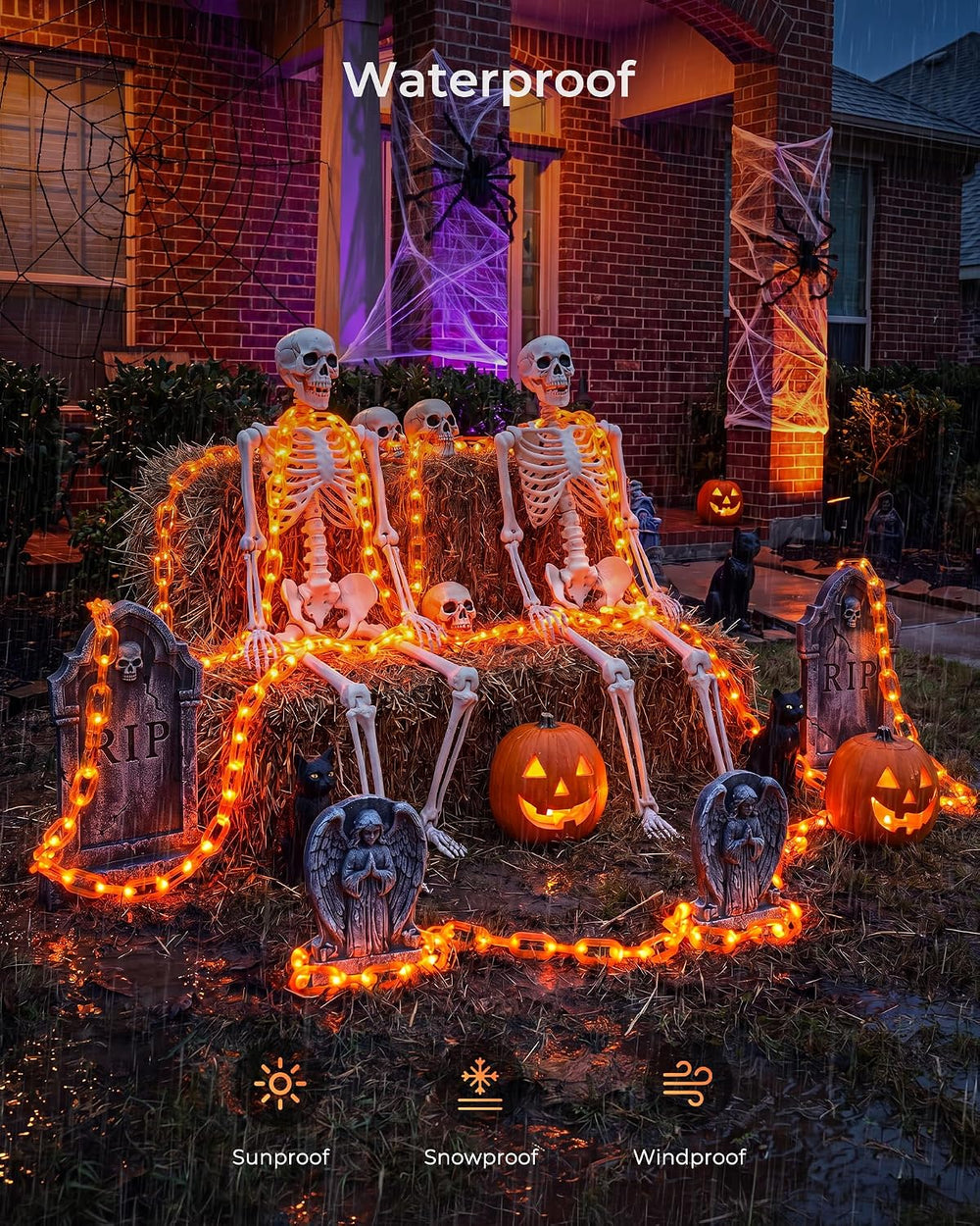 Brightown Halloween String Lights Battery Operated, 10Ft Orange Lights