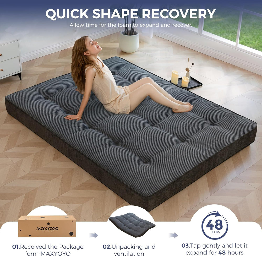MAXYOYO 6" Extra Thick Japanese Floor Mattress Full Size Futon Mattress