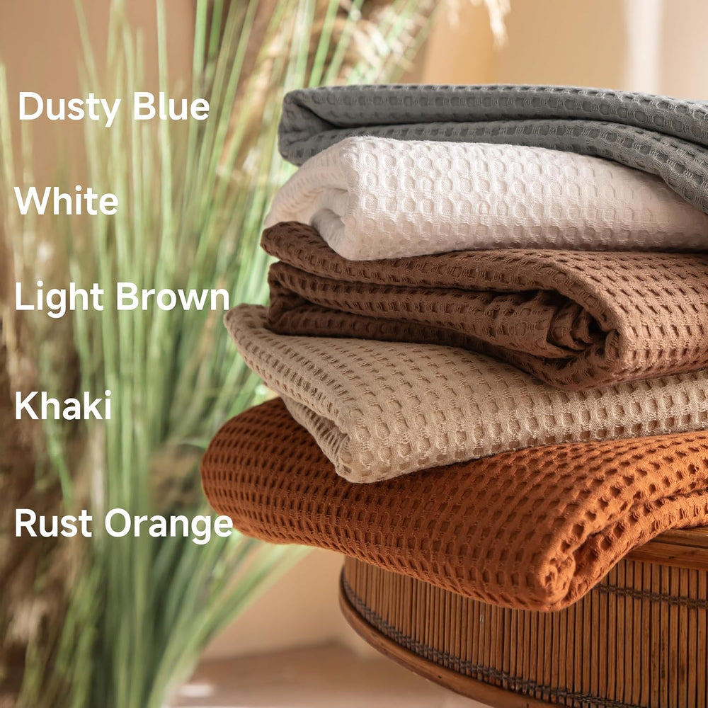 Simple&Opulence 100% Cotton Waffle Weave Blanket Twin Size 66"x90&qu...