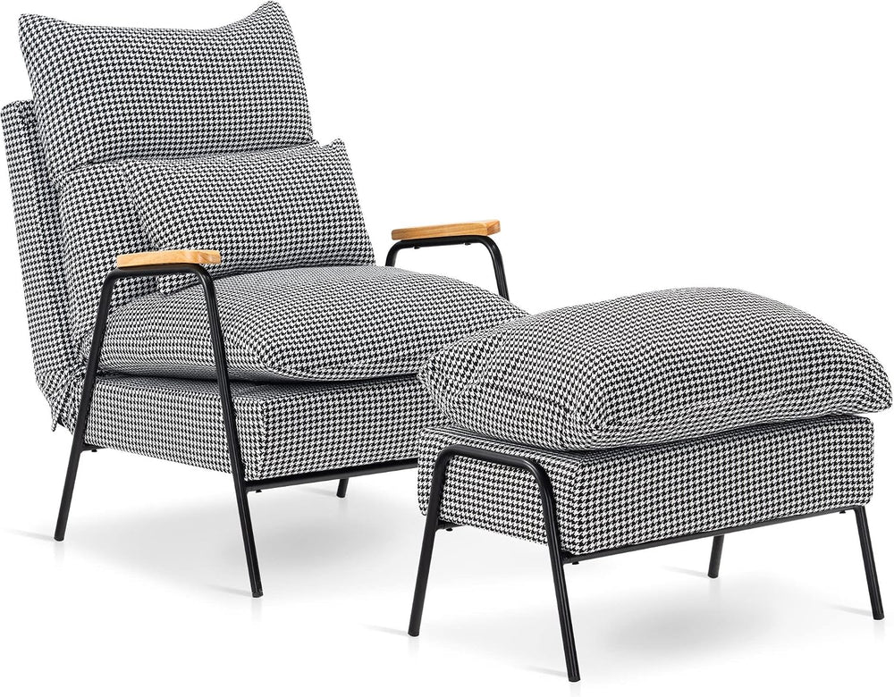 MCombo Accent Recliner Chair with Ottoman, Modern Fabric Armchair, Upholstere...