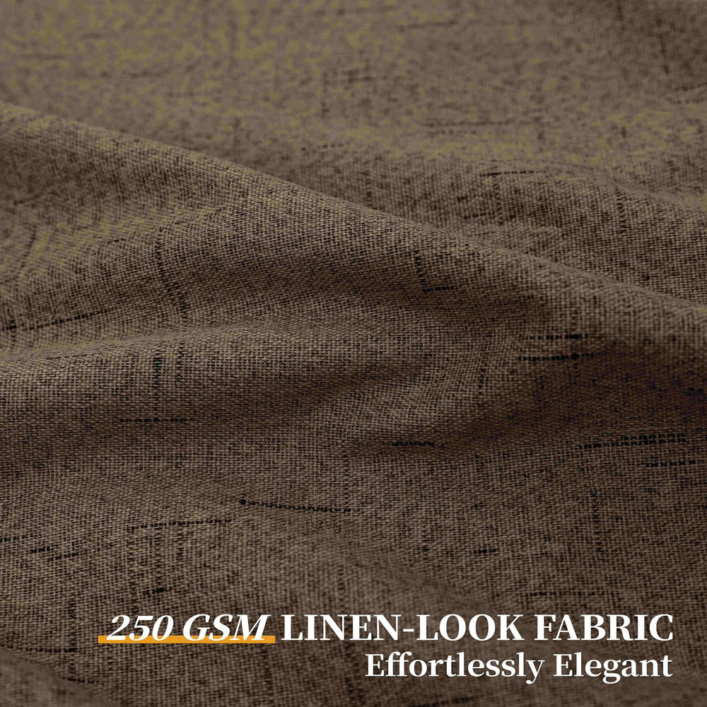 Brown 100% Blackout Curtains 84 Inches Long Burlap Drapes 2 Panels 52x84