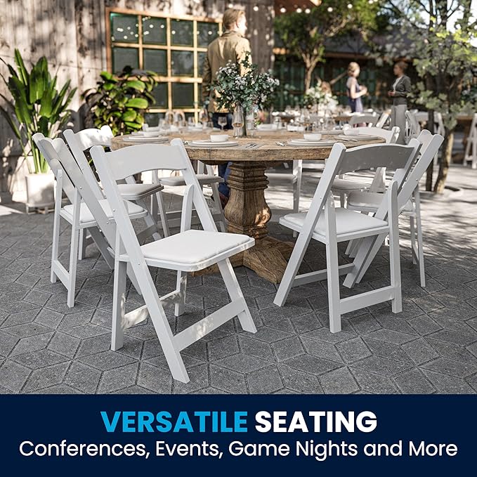 Flash Furniture 2 Pack HERCULES Series White Wood Folding Chair with Vinyl Pa...