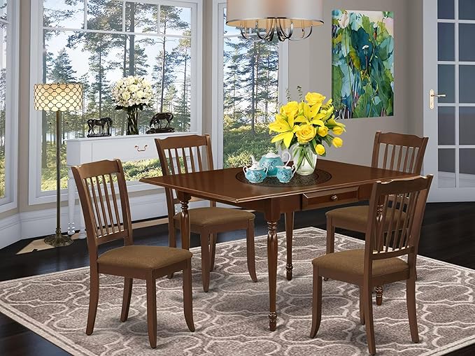 East West Furniture MZDA5-MAH-C 5 Piece Kitchen Table Set for 4 Includes a Re...