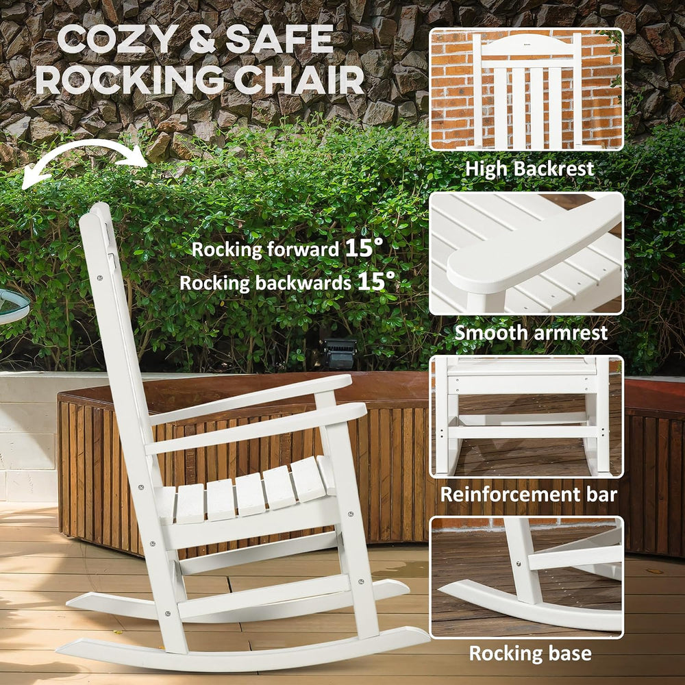 Outsunny Outdoor Rocking Chair, All Weather-Resistant, 350lbs,