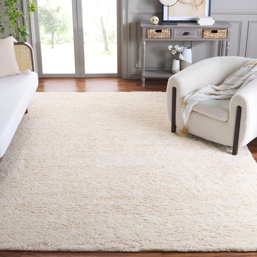 SAFAVIEH Berber Shag Rug 8x10, Large Ivory & Beige BER563A