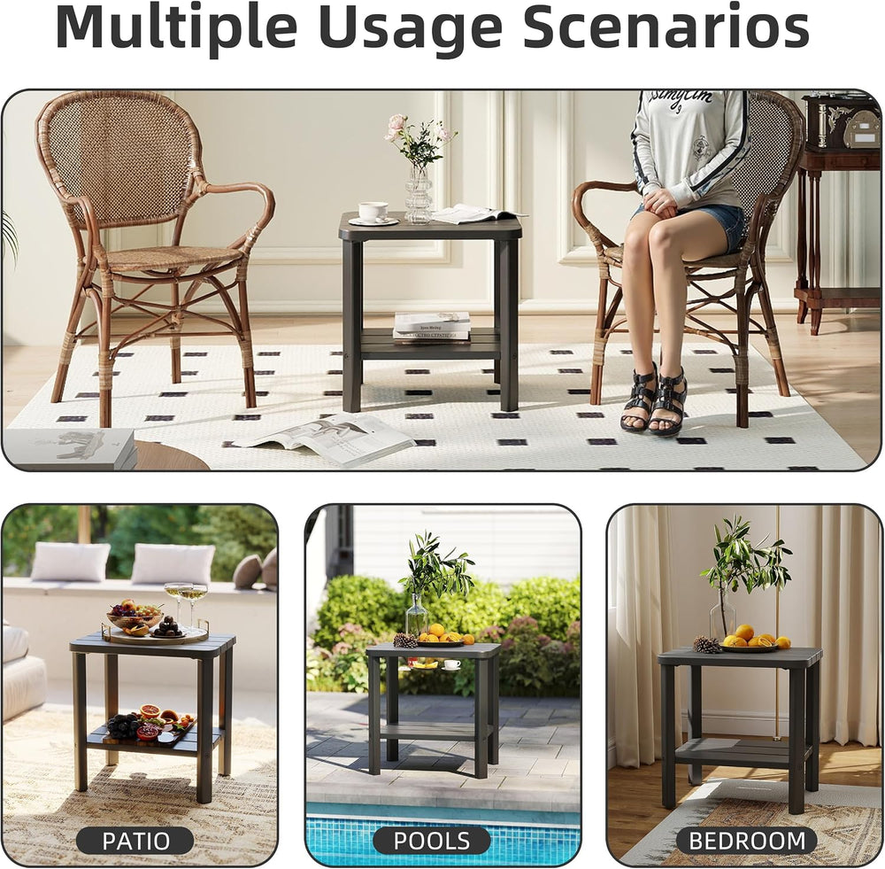 Adirondack Side Table,Weather Resistant Wood Textured Table,Side Table for Ad...
