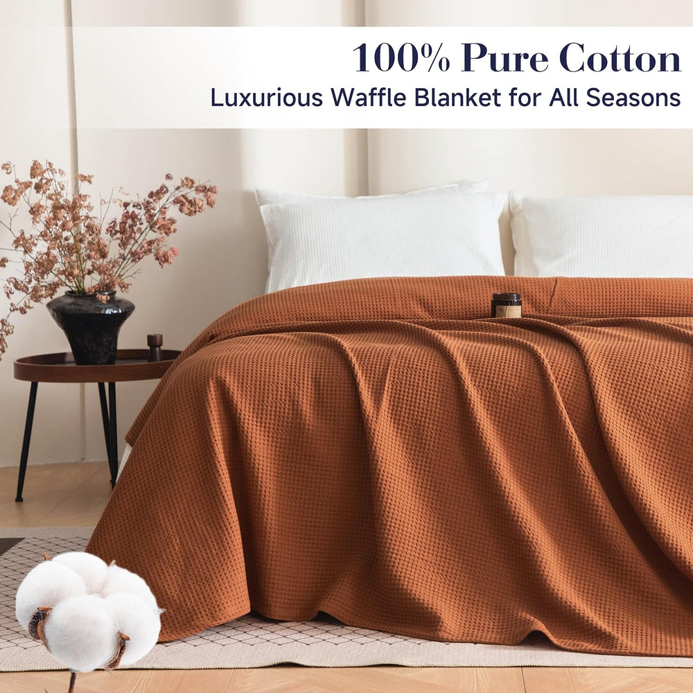 Simple&Opulence 100% Cotton Waffle Weave Blanket Twin Size 66"x90&qu...