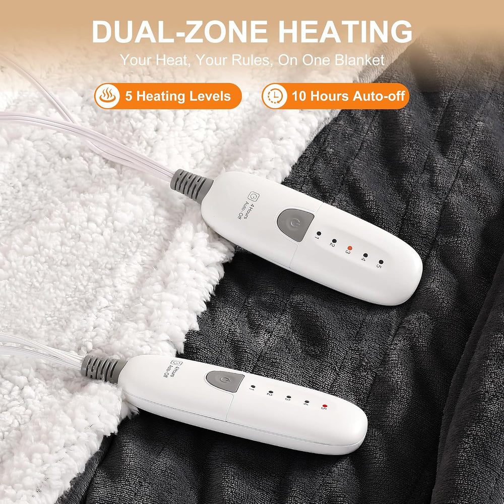 King Size Heated Blanket 100''X90'' Dual Control Heating Blan...