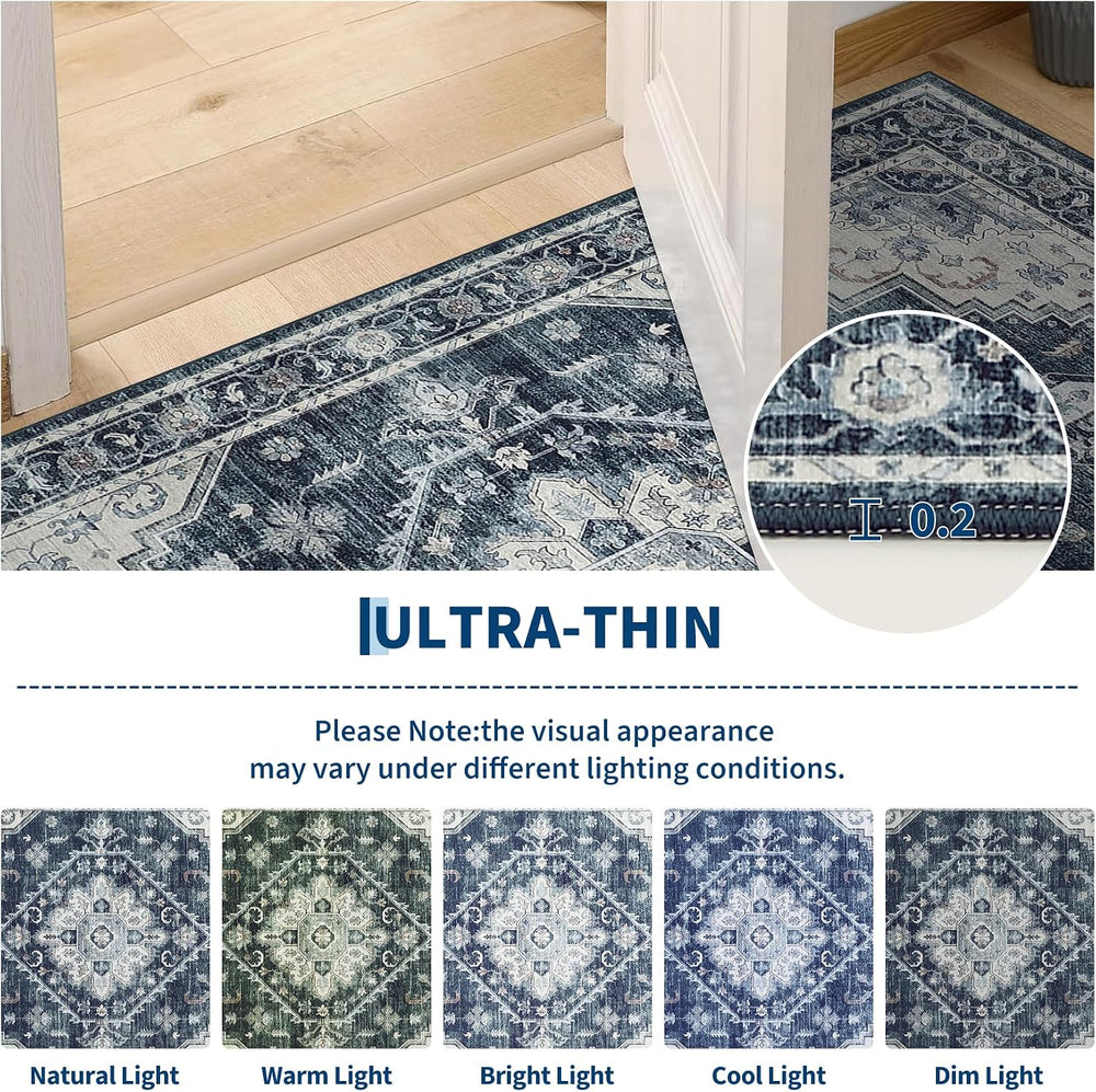 Garvee Navy Blue Boho 6x9 Area Rug for Bedroom Living Room