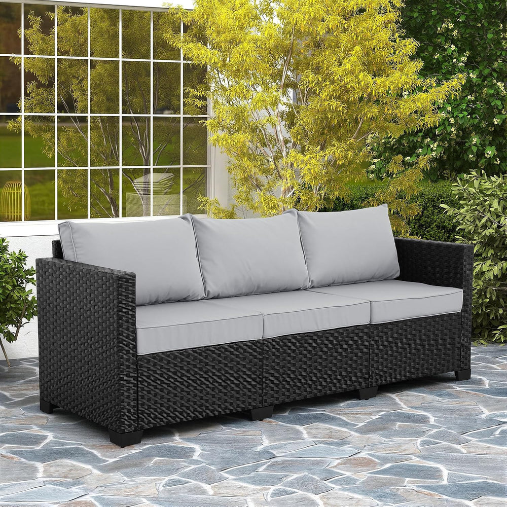 Rattaner Outdoor Furniture Outdoor Couch Patio Furniture 3-seat Sofa Deep Sea...