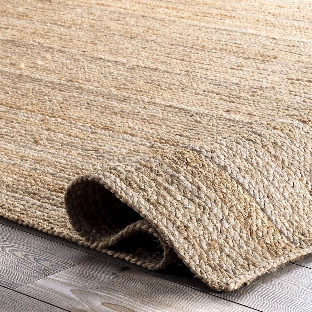 Pure Jute Braided Natural Farmhouse Area Rug, Rustic Vintage Bohemian Floor C...