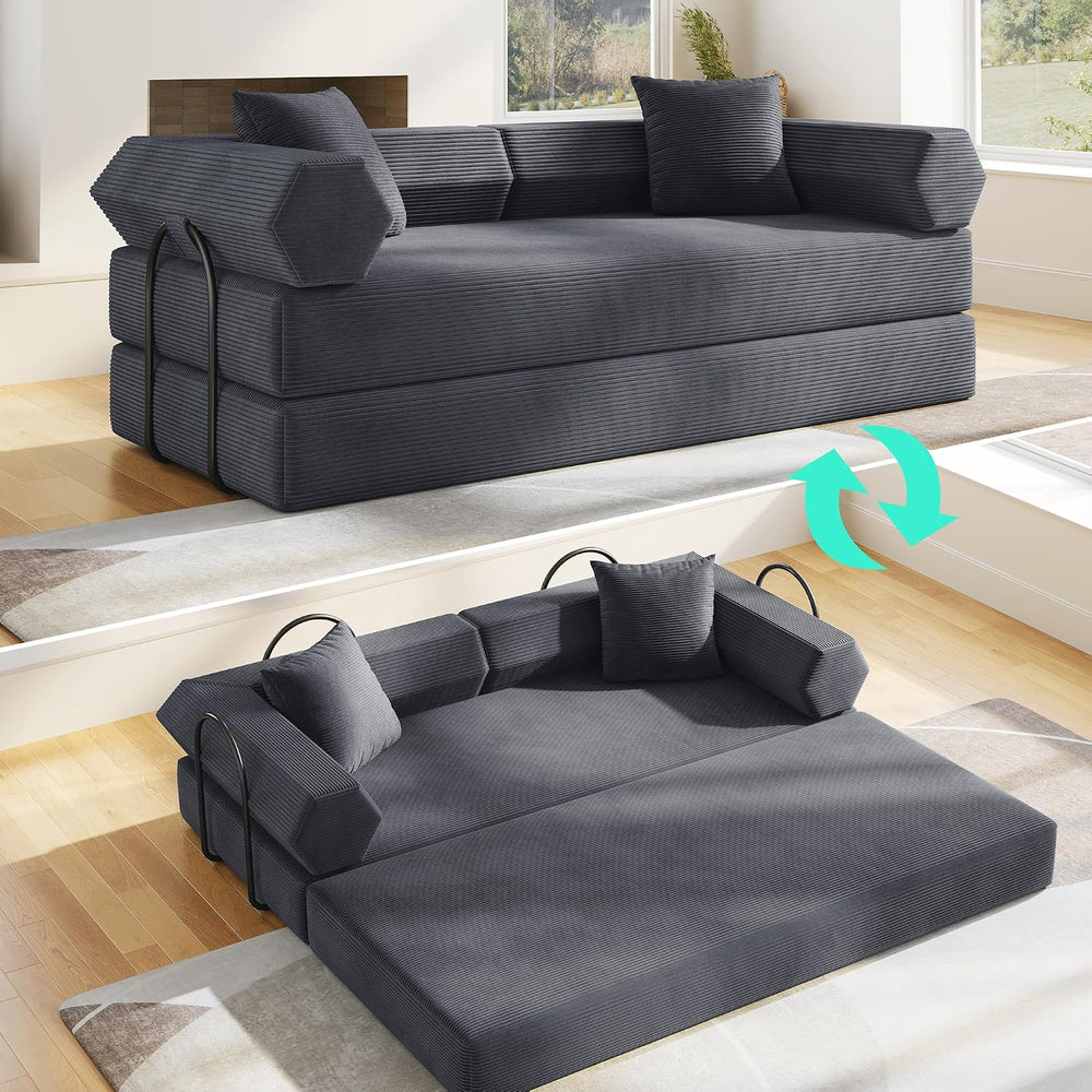 79" Convertible Sofa Bed, Boneless Couch for Living Room