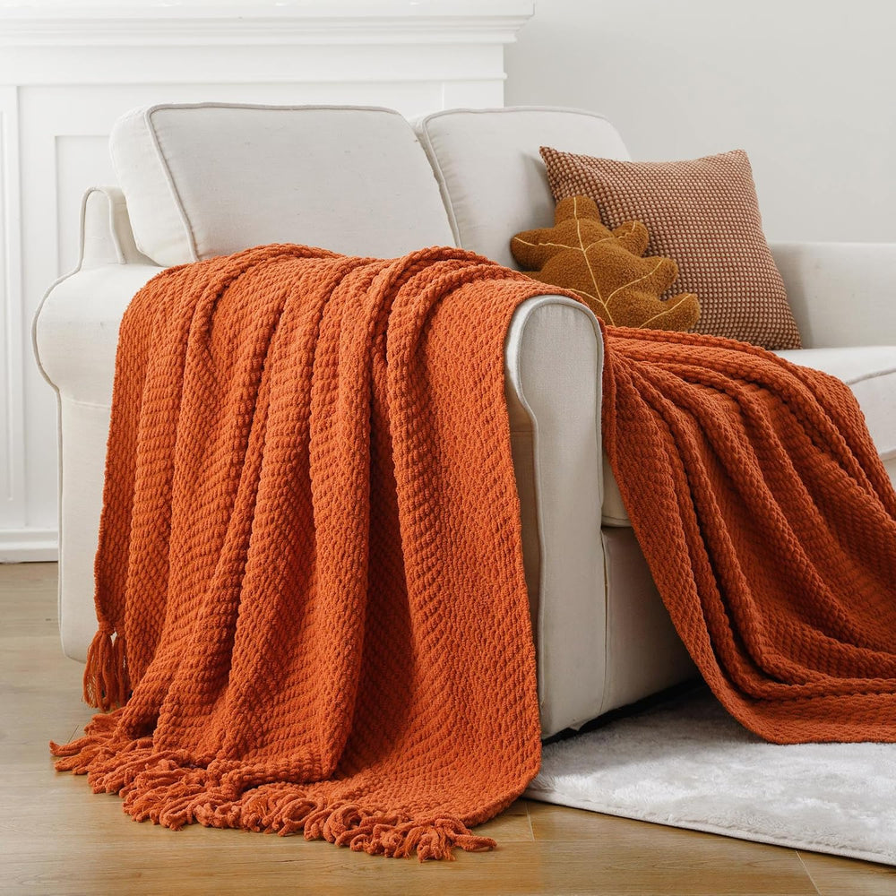 Battilo Burnt Orange Throw Blanket for Couch, Fall Throw Blanket, 50"x60...