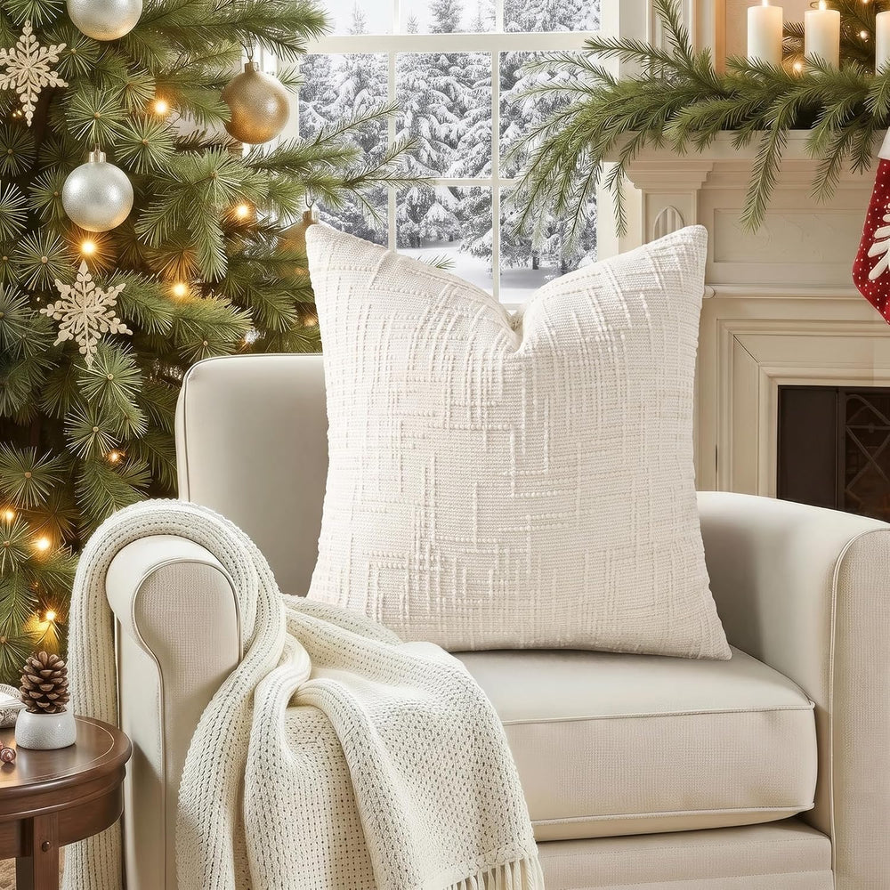 decorUhome Christmas Textured Chenille Throw Pillow Covers 26x26 Set of 2