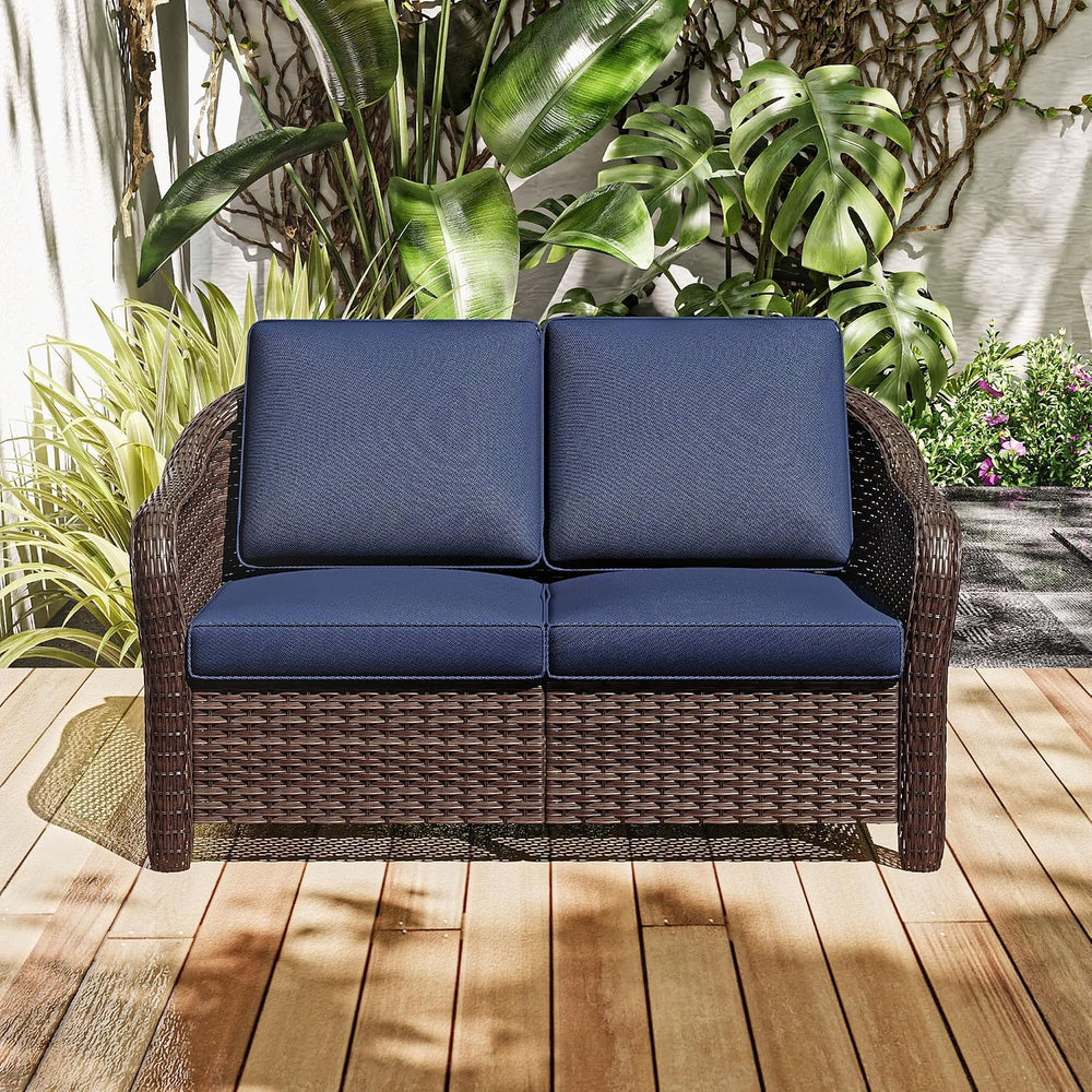 2 Seater Outdoor Patio Couch with Handwoven PE Wicker