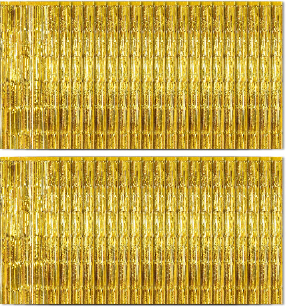 40 Pack Gold Foil Curtain Backdrop Metallic Tinsel Foil Fringe Curtains Photo...
