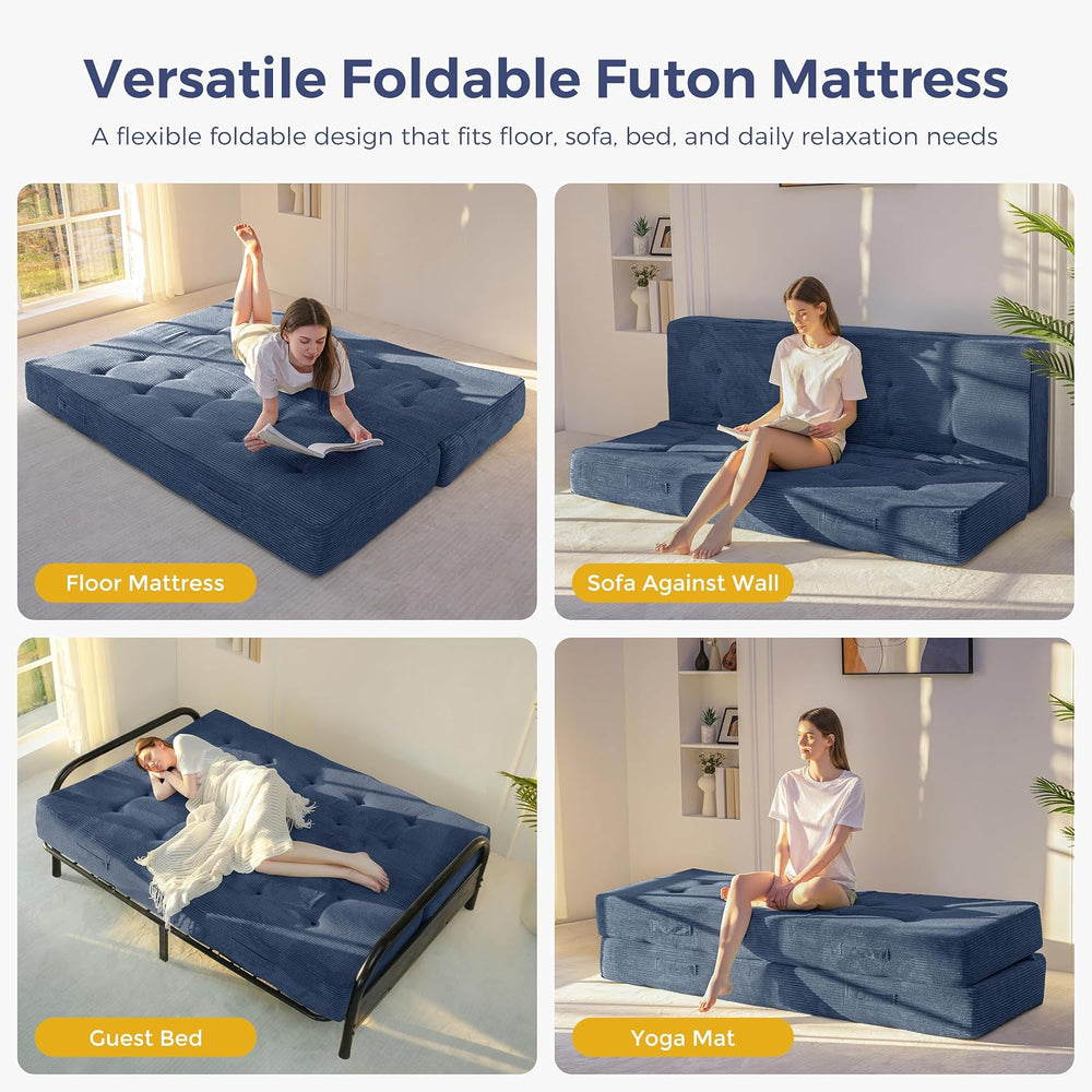 MAXYOYO Foldable Mattress, 8-Inch Tufted Futon Mattress with Handles
