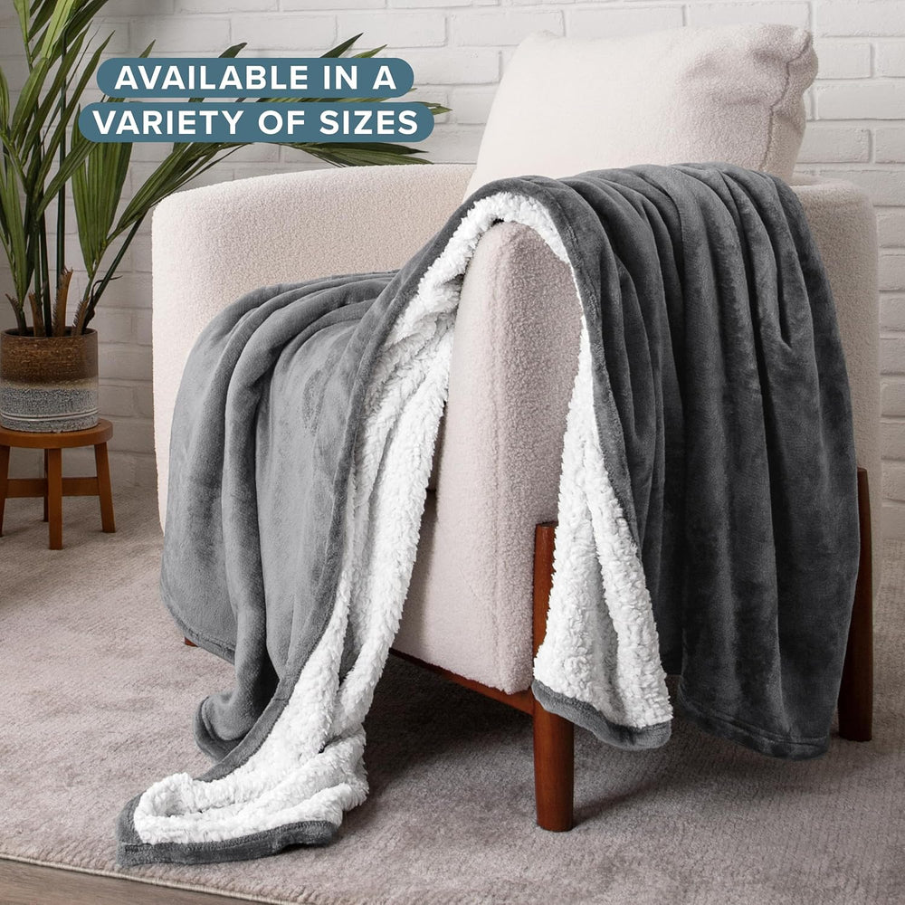 Bare Home Sherpa Fleece Blanket (Twin/Twin XL, Grey)