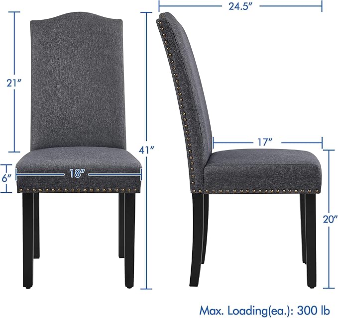 Yaheetech Upholstered Dining Chairs Set of 2, Modern Kitchen Chairs with Nail...