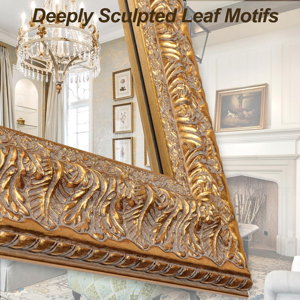 61"x31" Large Living Room Mirror for Decor, Gold Wall Mirror with C...
