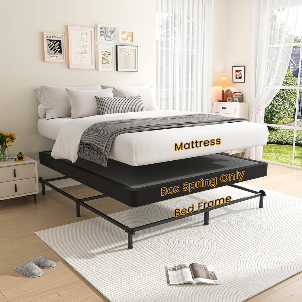 MAF 5 Inch Box Spring Full Size Low Profile Bed Base with BoxSpring Cover