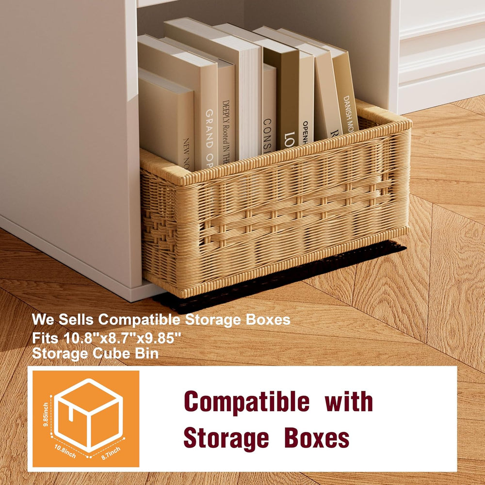 Book Shelf, Wooden Cube Storage Organizer with 11" Open Cubes, Stackable...
